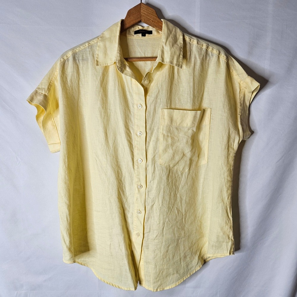 Quince Short Sleeve Camp Shirt 100% Linen sz S